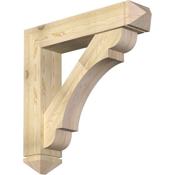 Ekena Millwork Olympic Arts and Crafts Rough Sawn Bracket w/ Offset Brace, Douglas Fir, 8"W x 38"D x 38"H BKT0806X38X38OLY03RDF - main